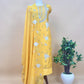 Mango Yellow Pure Silk Suit with Floral Embroidery and Handwork