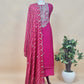 Rani Sa Pink Handloom Silk Kurta And Bandhani Dupatta With Handwork