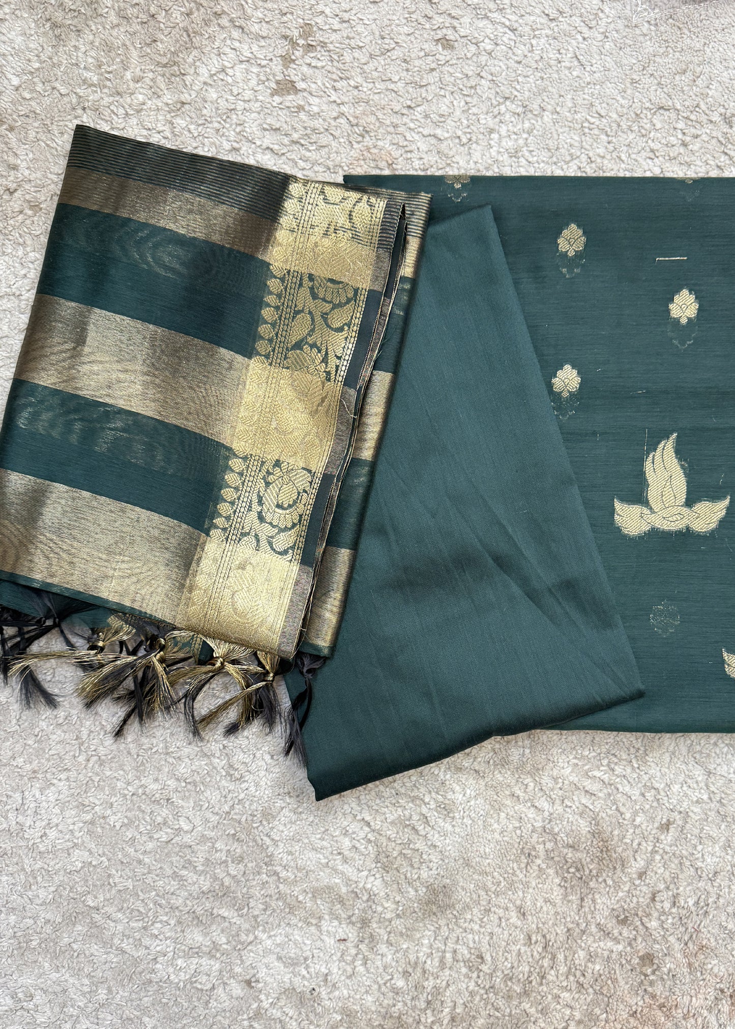 Red Banarasi Chanderi Suit With Dupatta