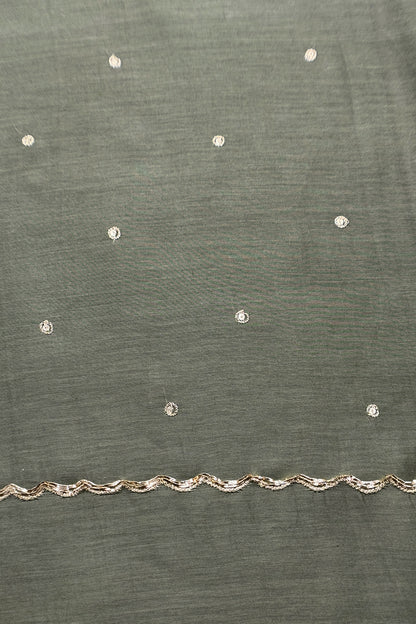 Sage Green Handloom Mulmul Suit With Thread Embroidery
