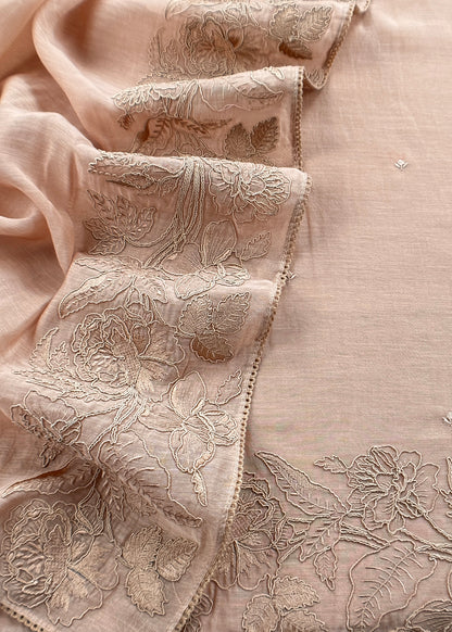 Mulmul suit set with french thread embroidery