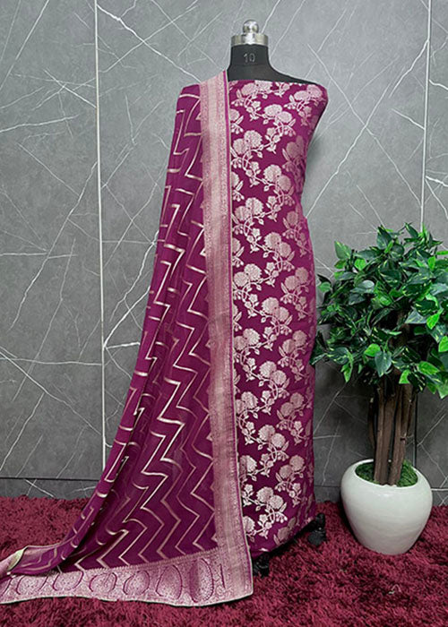 Pure Banarasi Georgette Dupatta Suit With Resham Weaving