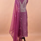 Handloom organza suit with gota handwork

