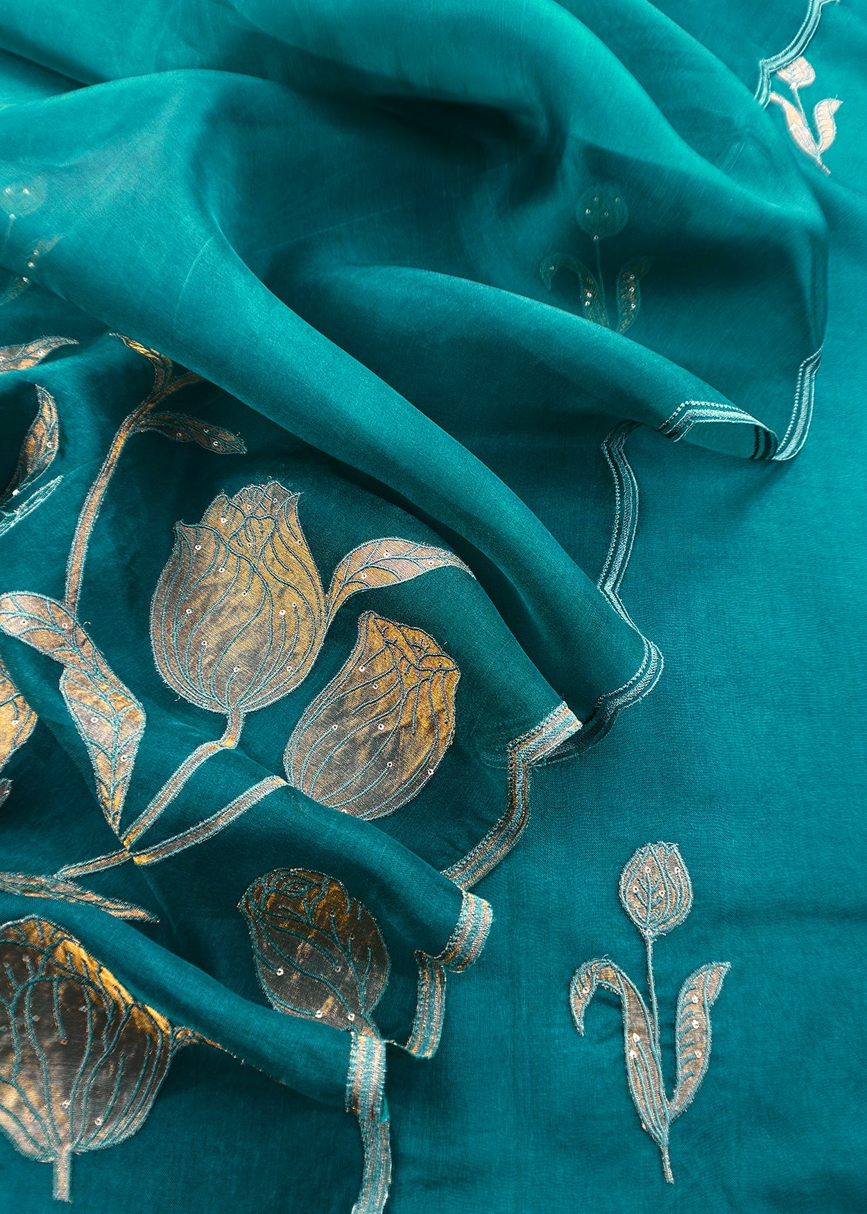 Pure organza suit set with appliqué work

