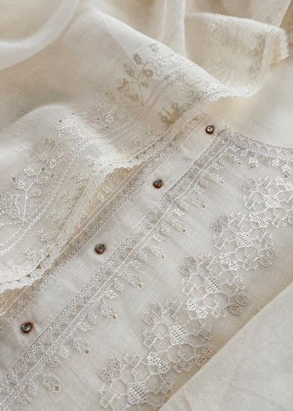 Summer wear mulmul unstitched suit with dupatta

