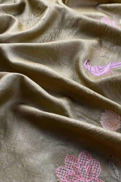 buy unstitched tussar suit set


