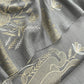 English Grey Pure Merino Wool With Flamingo Gold Silver Aari Embroidery