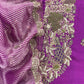 Purple Handloom Silk Suit With Zardosi Handwork