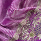 Purple Handloom Silk Suit With Zardosi Handwork