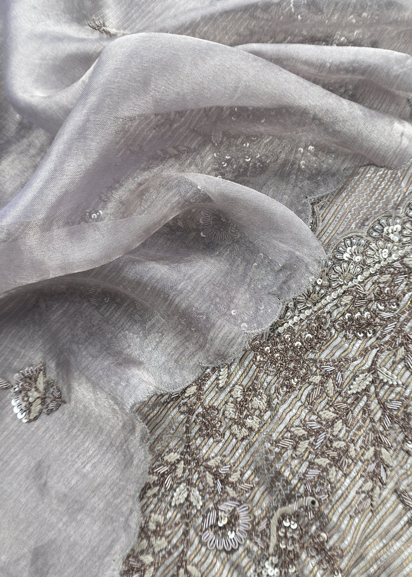 Bridesmaid Edit Brocade Varanasi Tissue Silk Suit Fabric With Handwork