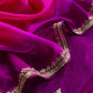 Royal Purple Handloom Silk Suit With Ombre Dupatta In Dori Embroidery