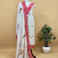 Off White And Mango Pure Mul Chanderi Block Print Suit With Laser Cut embroidery