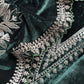 Green Pure Velvet Unstitched Suit In Dori Embroidery