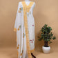 Off White And Mango Pure Mul Chanderi Block Print Suit With Laser Cut embroidery