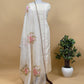 Shell White Pure Organza Embroidered Kurta With Hand painted Dupatta