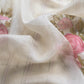Shell White Pure Organza Embroidered Kurta With Hand painted Dupatta