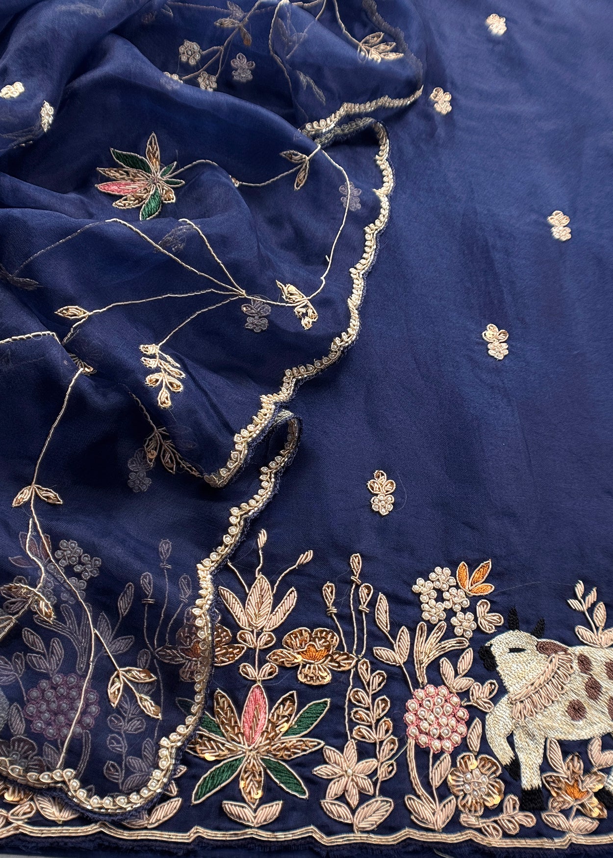 Premium quality kora silk unstitched suit with dupatta


