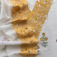 Off White And Mango Pure Mul Chanderi Block Print Suit With Laser Cut embroidery