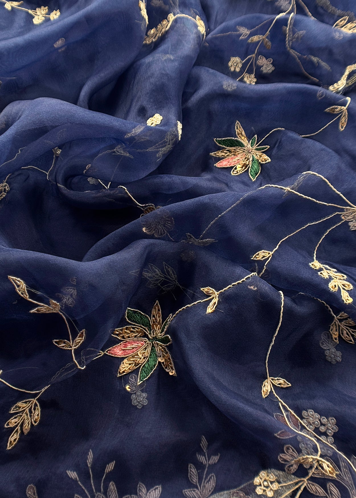 Luxury kora silk suit with hand embroidery work

