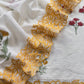 Off White And Mango Pure Mul Chanderi Block Print Suit With Laser Cut embroidery