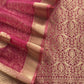 Pink Banarasi Silk Brocade Suit With Organza Dupatta