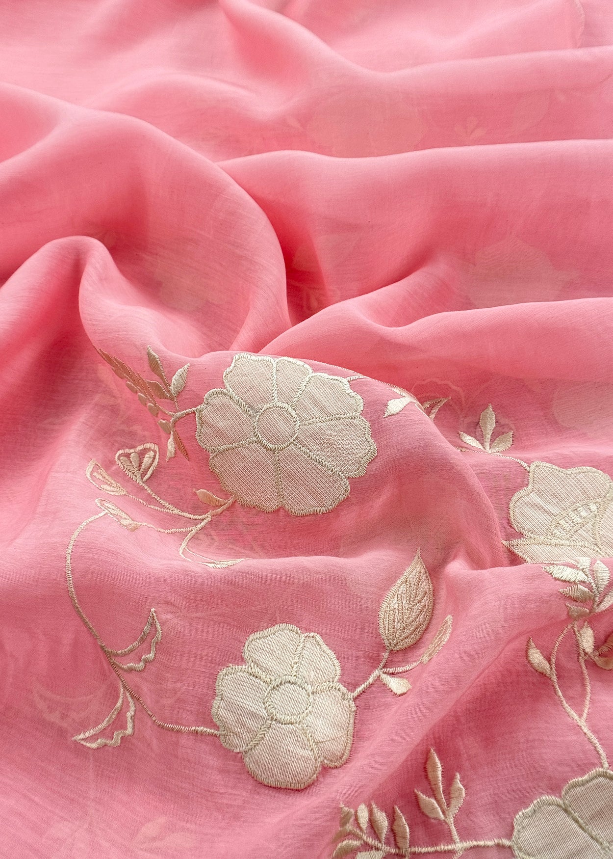 Pure mulmul suit set with appliqué work

