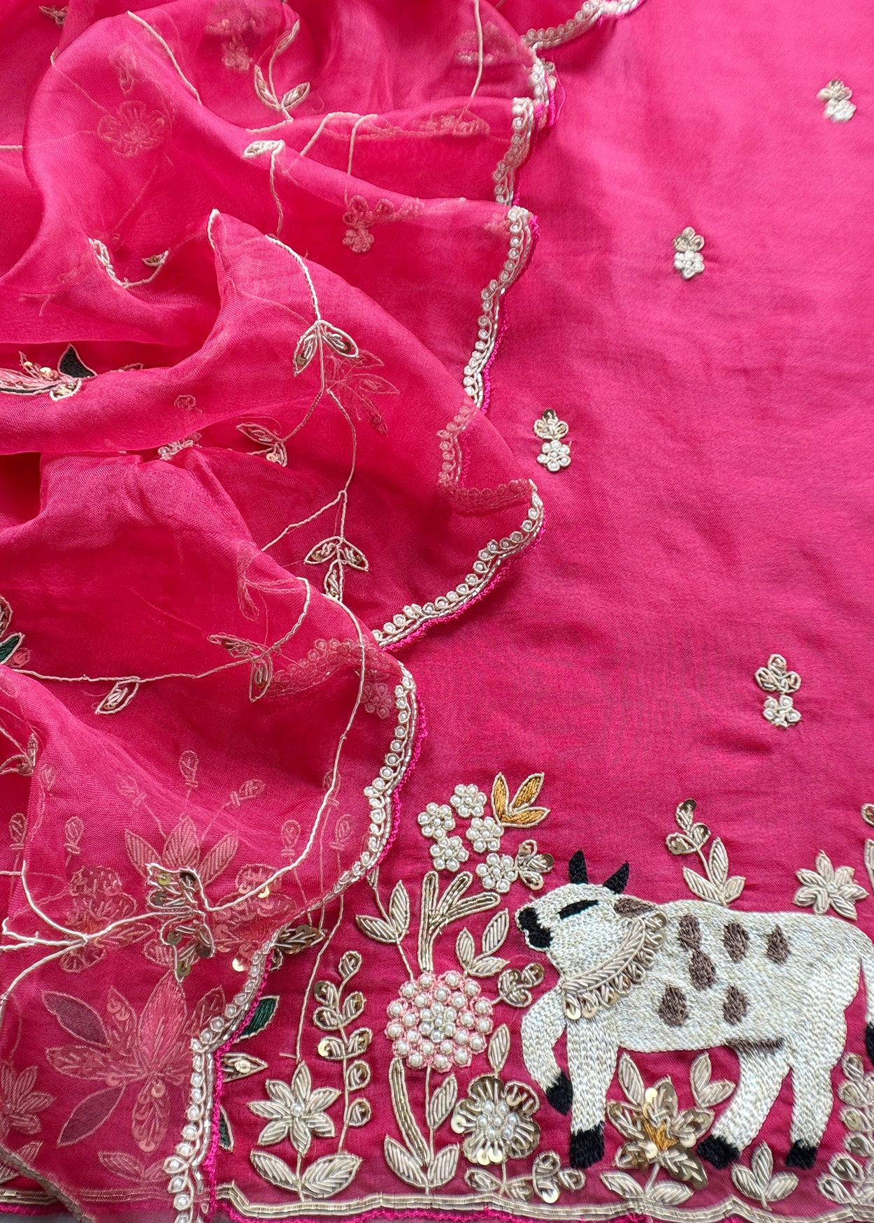 Premium quality kora silk unstitched suit with dupatta

