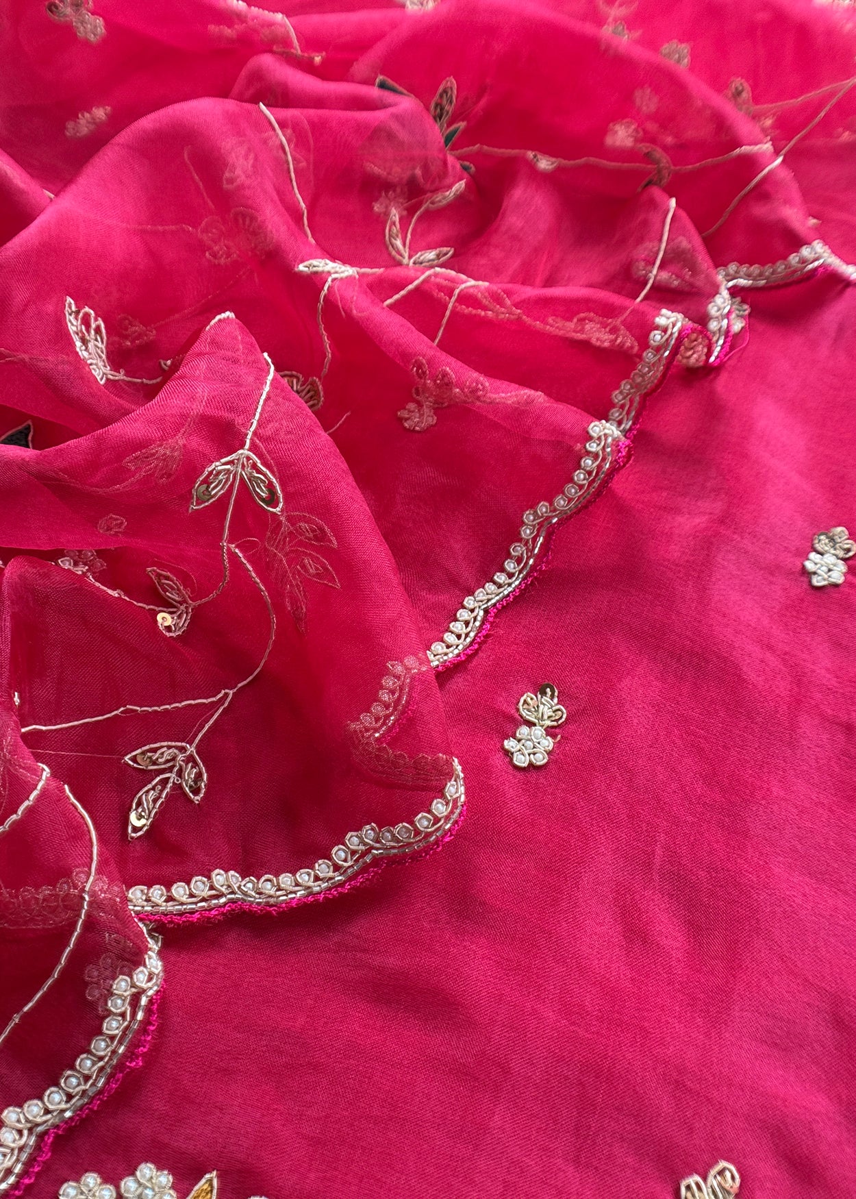Luxury kora silk suit with hand embroidery work


