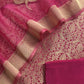 Pink Banarasi Silk Brocade Suit With Organza Dupatta