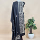 Jet Black Pure Merino wool with Beautiful Aari Embroidery