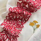 Off White And Red Pure Mul Chanderi Block Print Suit With Laser Cut embroidery