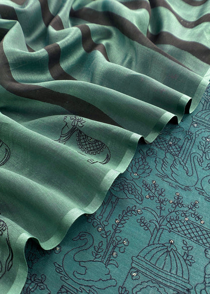 Banarasi chanderi unstitched suit with dupatta

