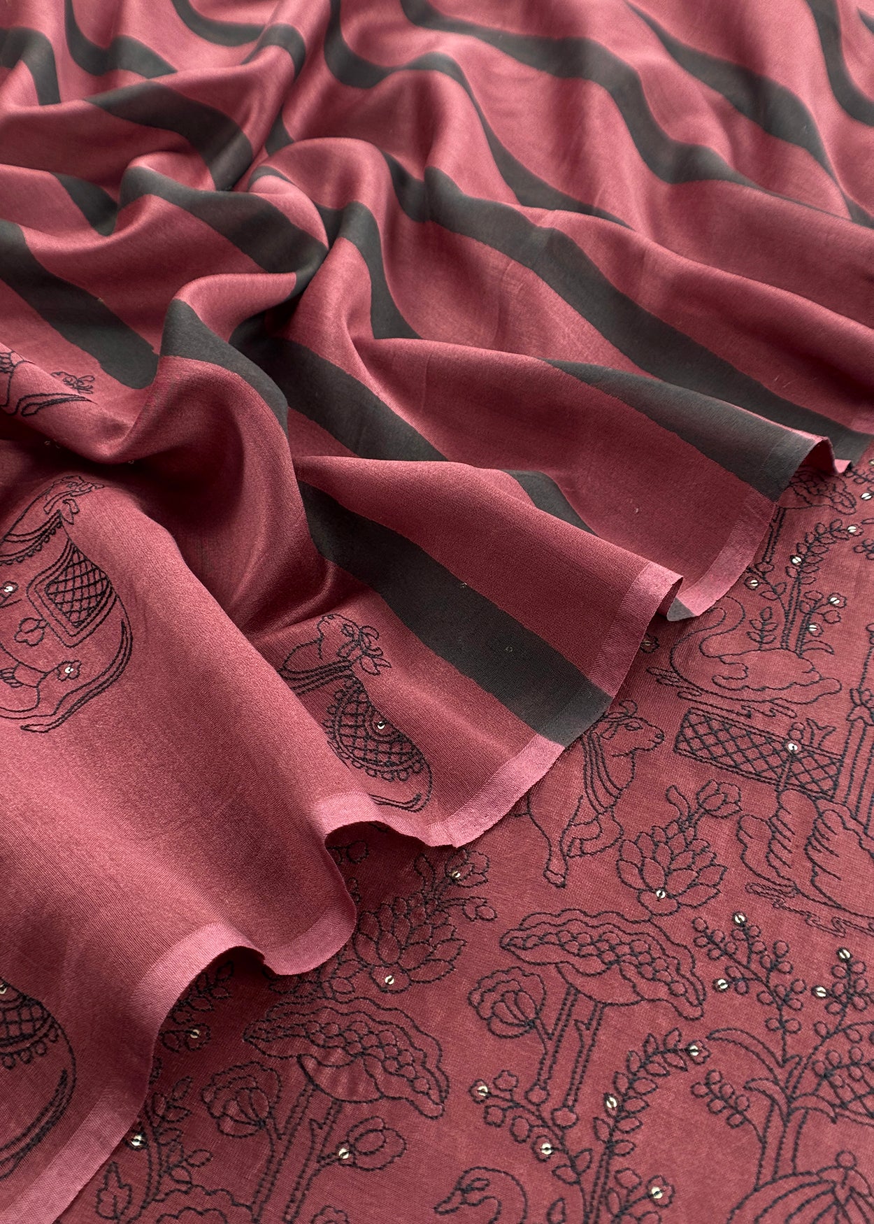 Banarasi chanderi unstitched suit with dupatta

