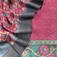 Wine Pure Pashmina Suit fabric with Kalamkari Brush print