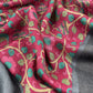 Wine Pure Pashmina Suit fabric with Kalamkari Brush print