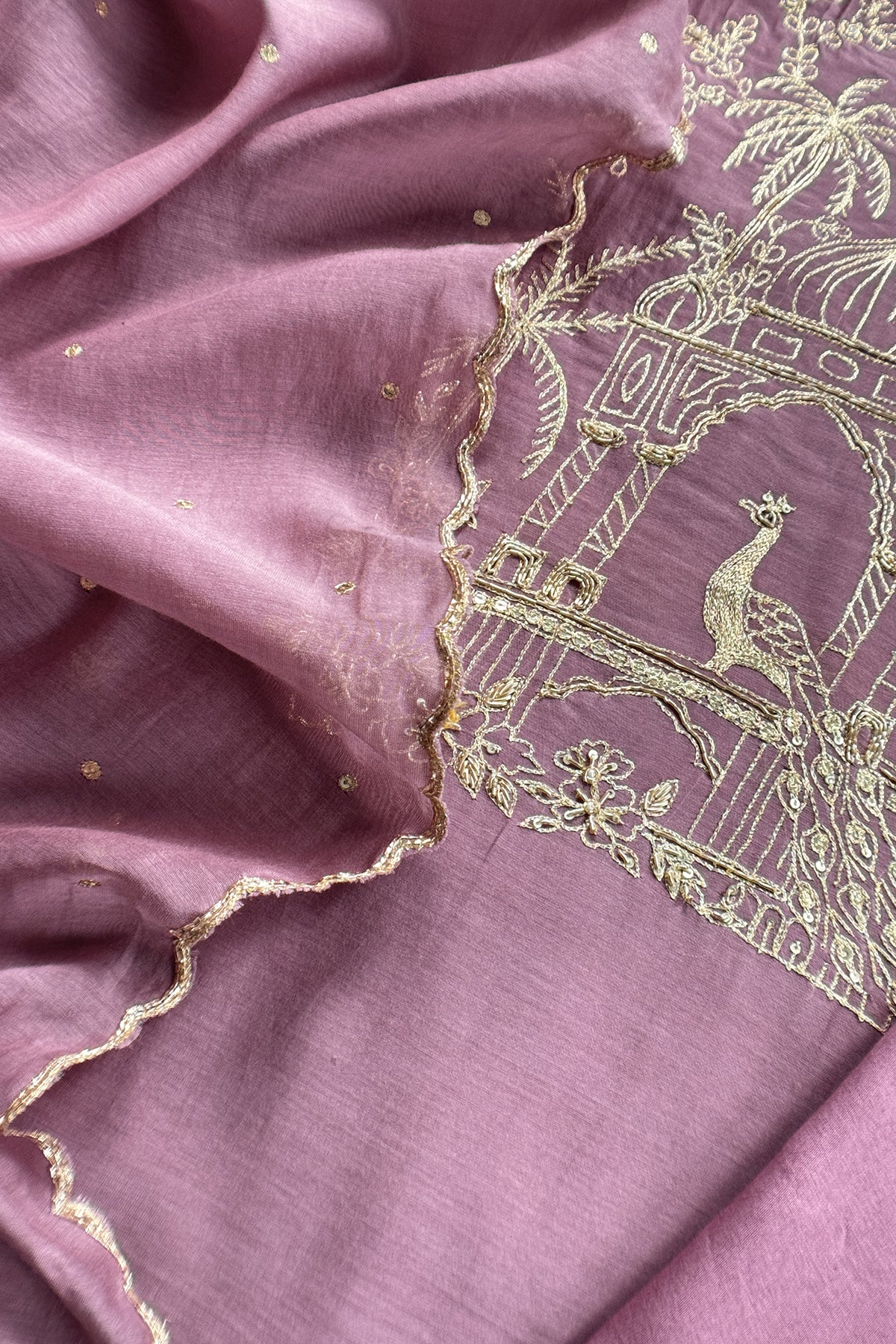 Lalic Handloom Mul Suit With Chidiya Resham Zari Embroidery