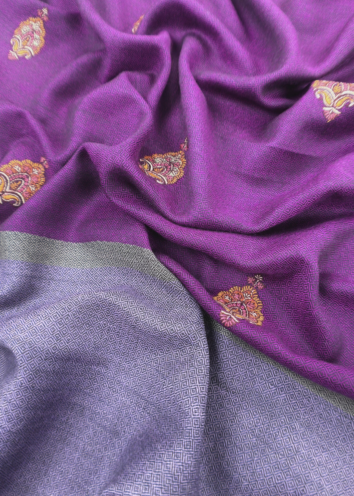 Buy Colour Block Handloom pashmina Suit With Kashmiri Aari embroidery