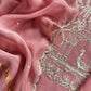 Mauve Pink Handloom Mul Suit With Chidiya Resham Zari Embroidery