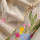 Beige Handloom Chanderi Silk With Floral Thread Embroidery