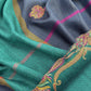 Green Color Block Winters Handloom Pashmina Suit Fabric With Kashmiri Aari embroidery