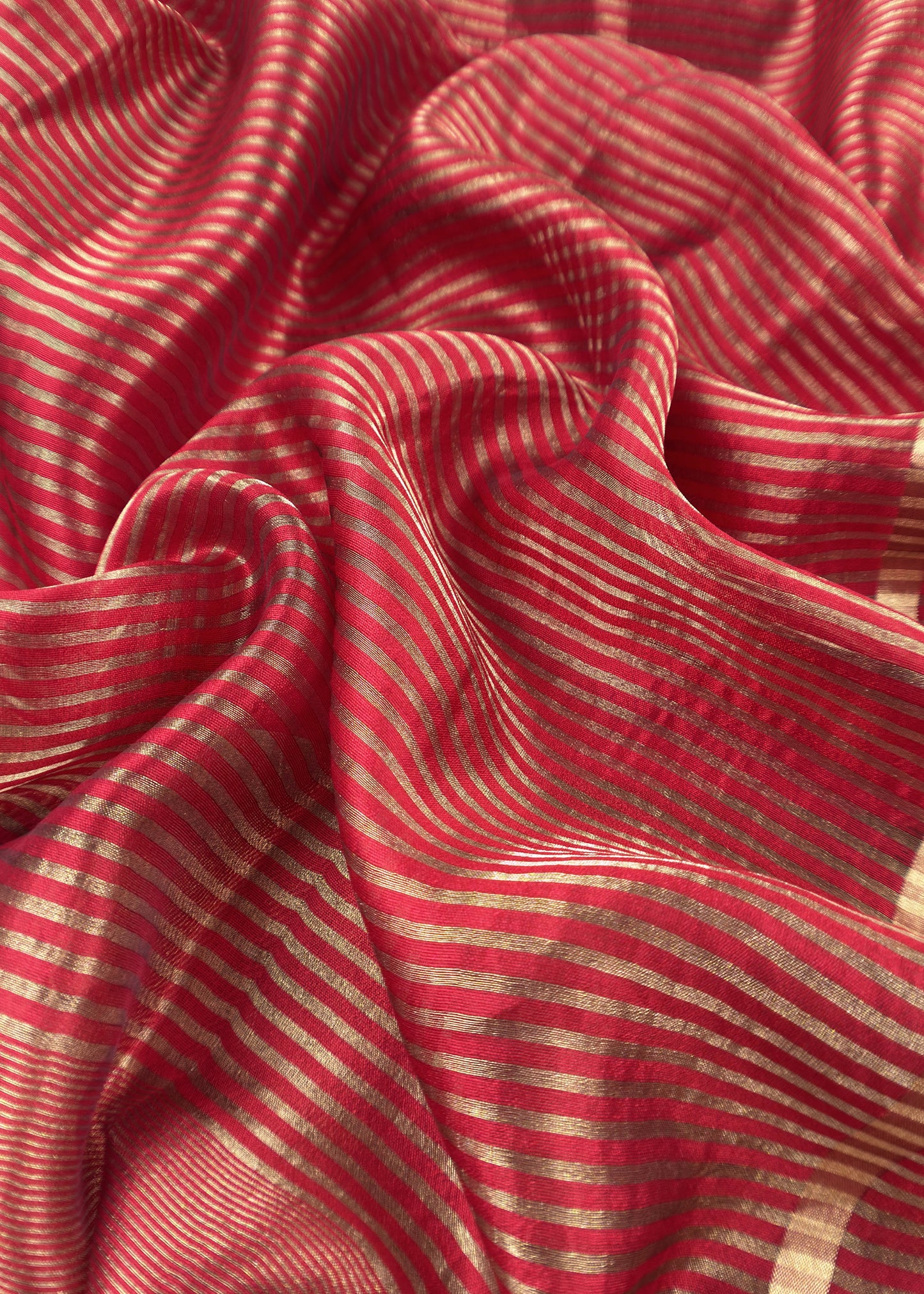 Red Kalasheel Luxe Indian Antique Handwoven Chanderi Suit With Heavy Gold Zari