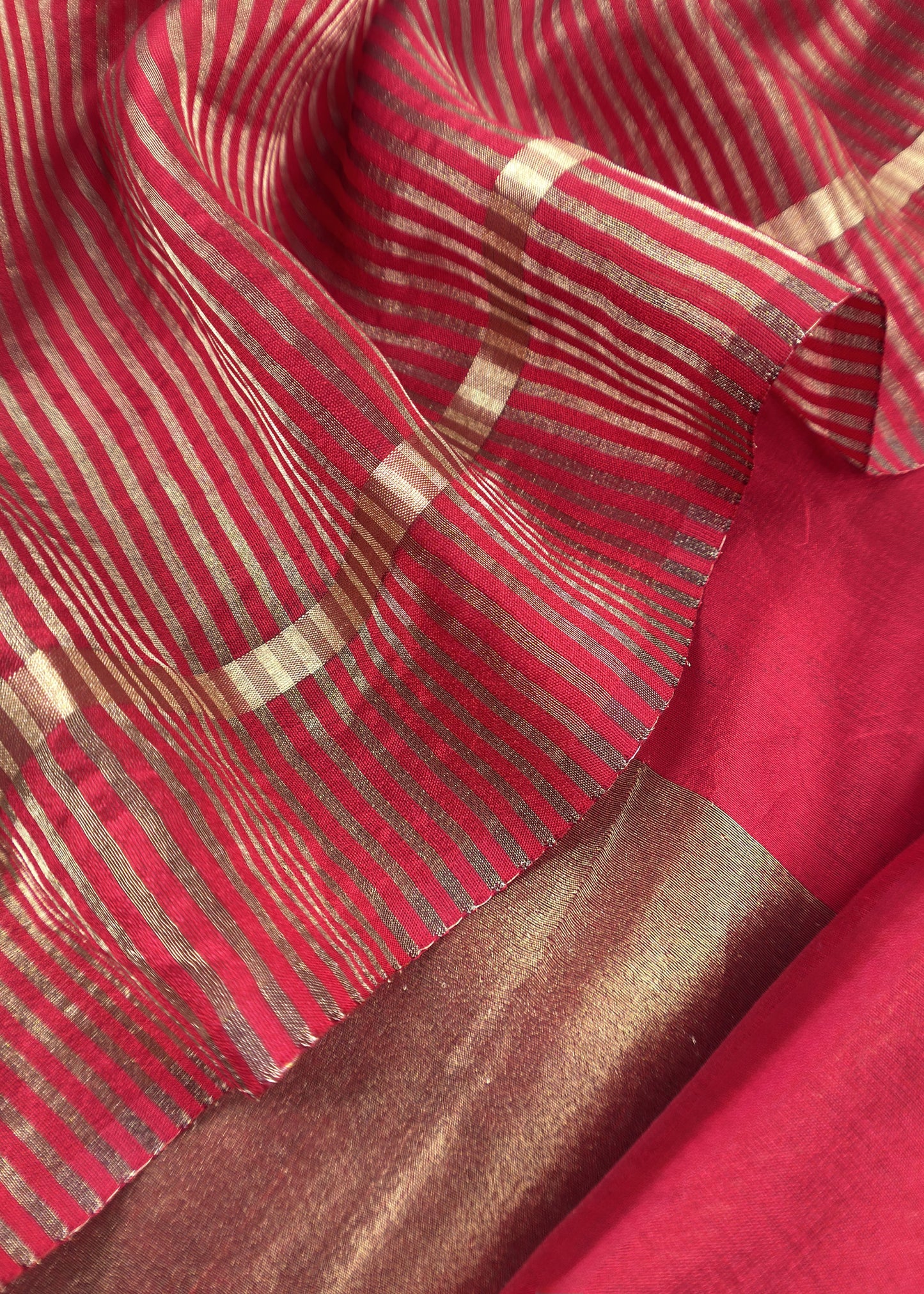 Red Kalasheel Luxe Indian Antique Handwoven Chanderi Suit With Heavy Gold Zari