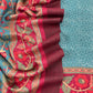 Turquoise Pure Pashmina Suit fabric with Kalamkari Brush print