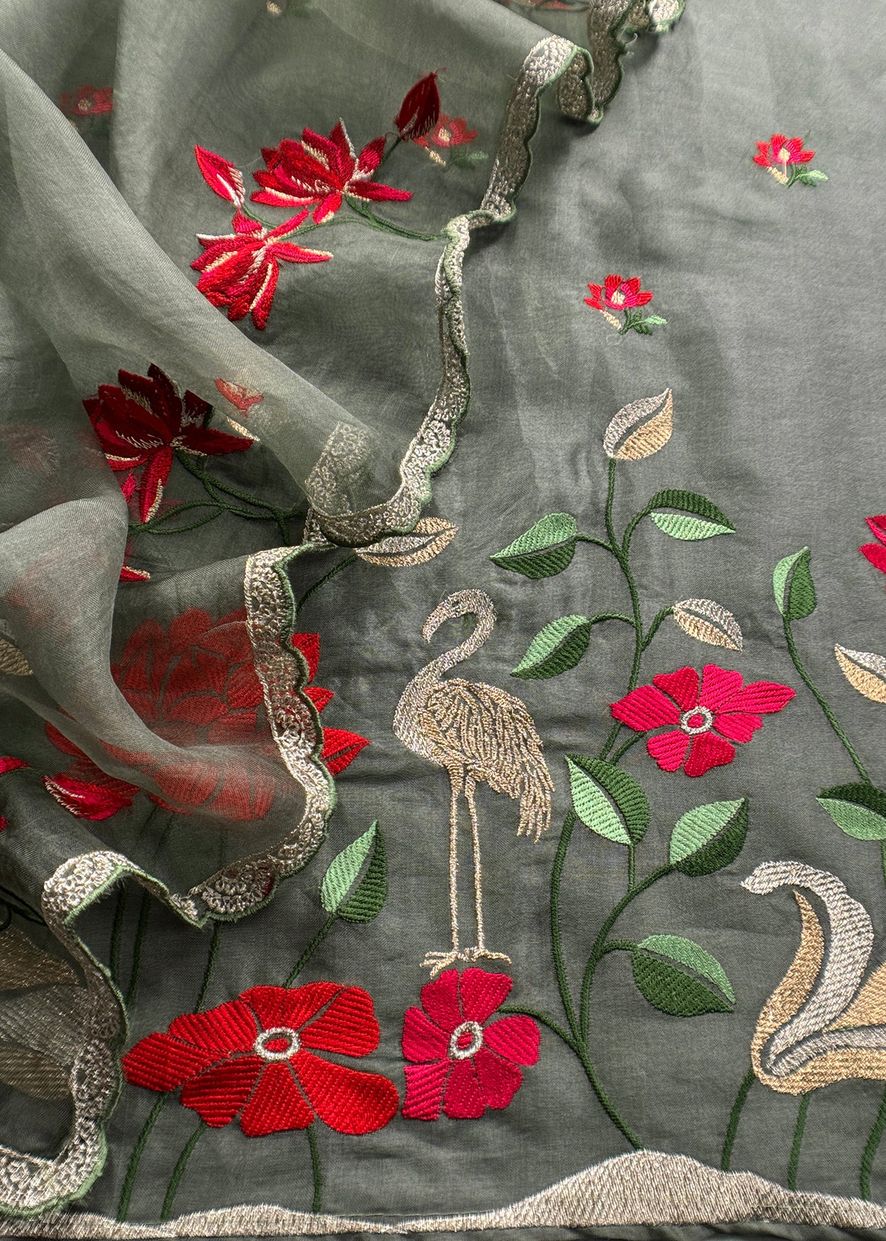 Premium quality kora silk unstitched suit with dupatta

