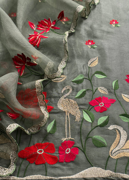 Premium quality kora silk unstitched suit with dupatta

