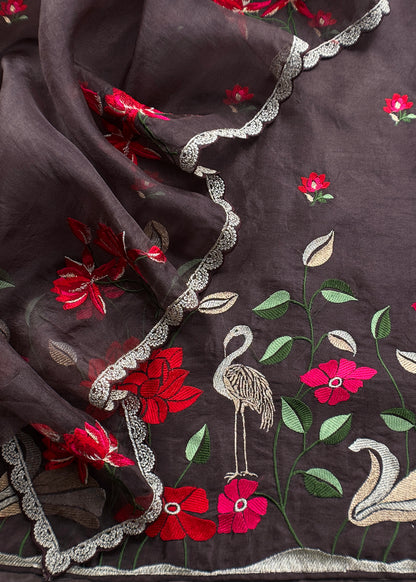 Premium quality kora silk unstitched suit with dupatta

