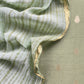 Sage Green Banarasi Chanderi Handloom Suit Set With Shibori Dupatta