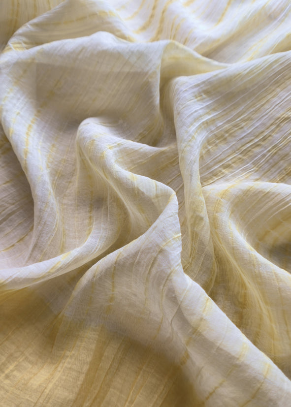 Butter Yellow Banarasi Chanderi Handloom Suit Set With Shibori Dupatta