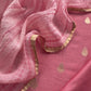 Pink Banarasi Chanderi Handloom Suit Set With Shibori Dupatta