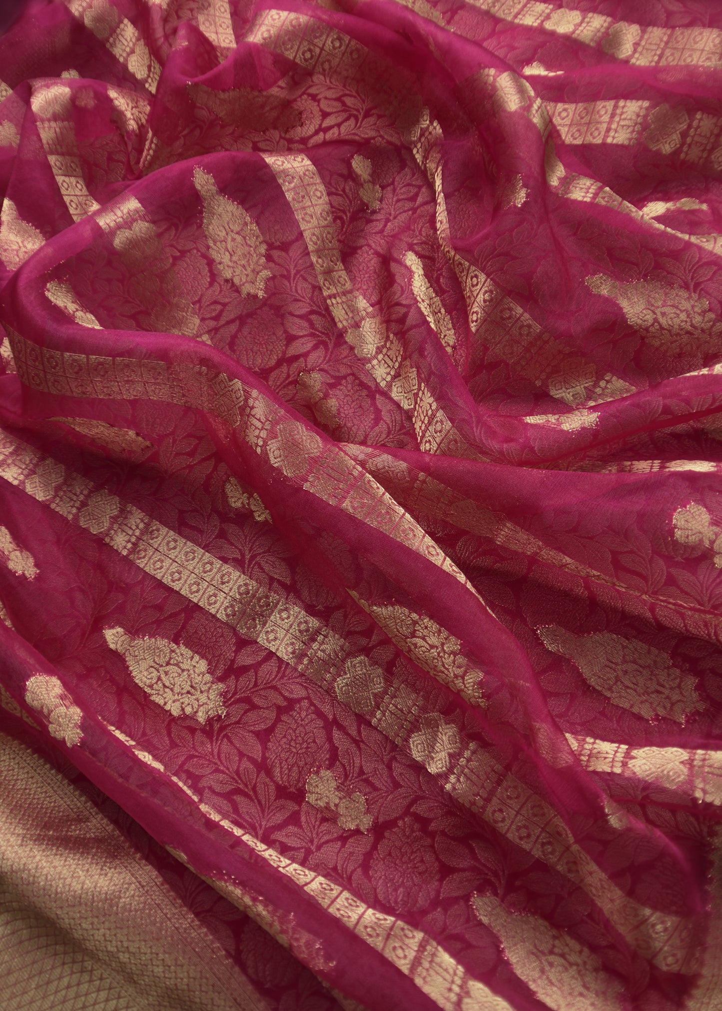 Indian Traditional Wear Brocade Organza Fabric

